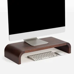 Anji Mountain Mango Wood Monitor Stand, Up to 32" Monitor, Walnut (MS-CRV-WAL)