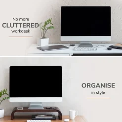 Anji Mountain Mango Wood Monitor Stand, Up to 32" Monitor, Walnut (MS-CRV-WAL)