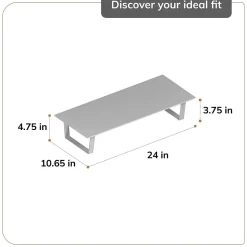 Anji Mountain Mango Wood & Metal Monitor Stand with Two USB Ports and Drawer, Black and Gold (MS-BLK-06GLD-PD)