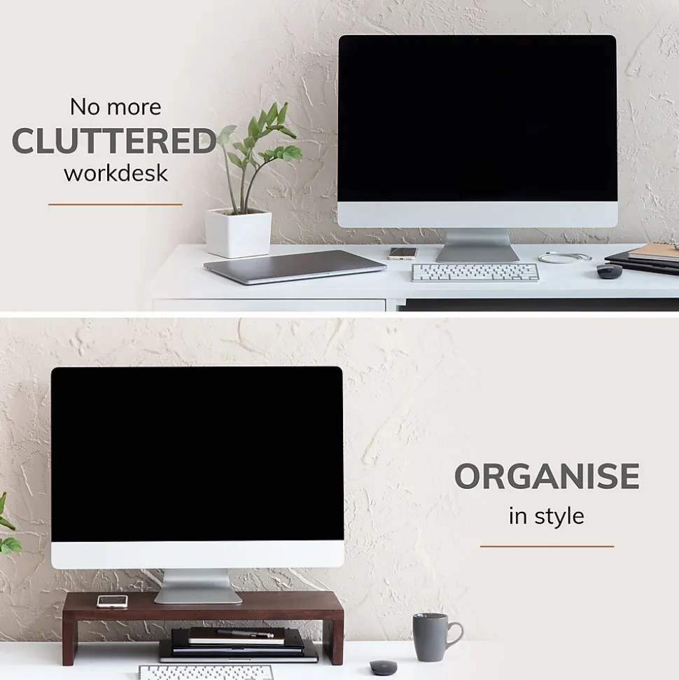 Anji Mountain Mango Wood Monitor Stand, Up to 32" Monitor, Walnut (MS-FNG-WAL)