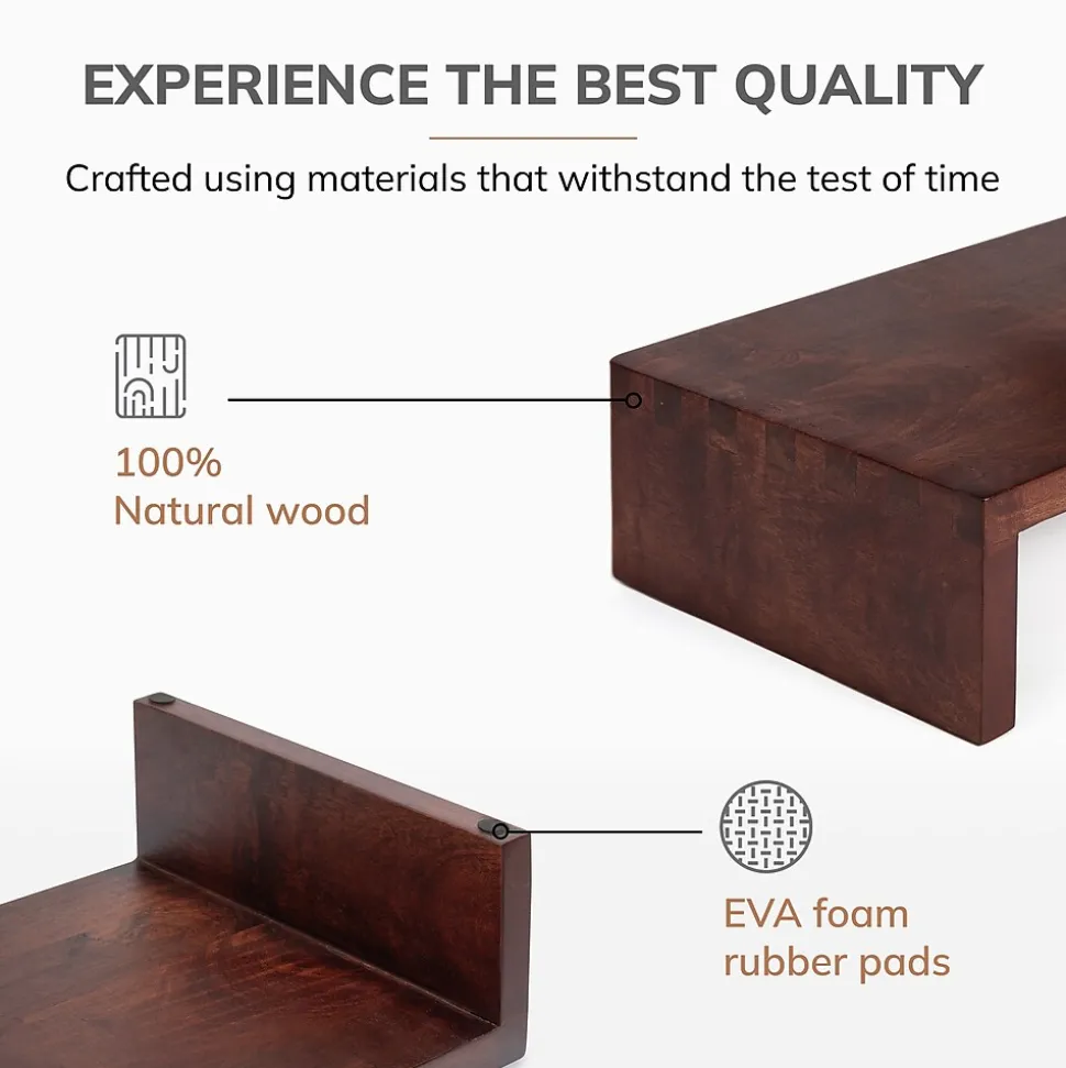 Anji Mountain Mango Wood Monitor Stand, Up to 32" Monitor, Walnut (MS-FNG-WAL)