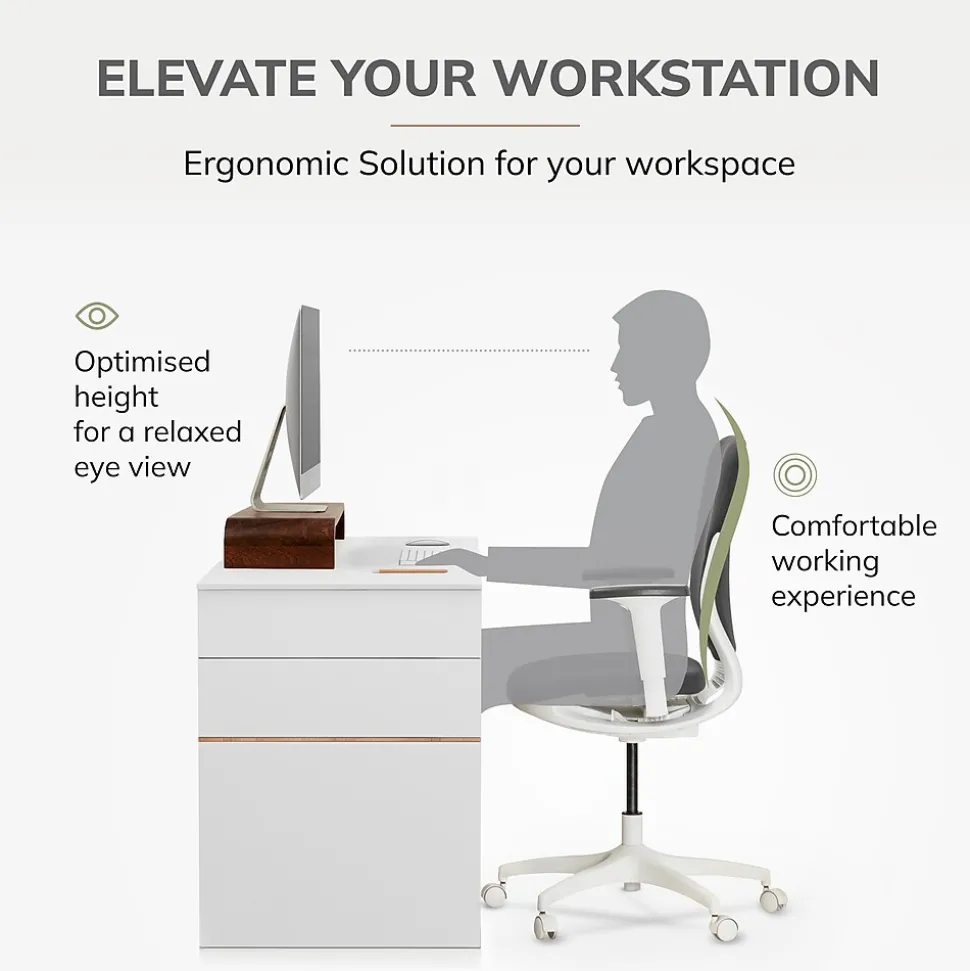 Anji Mountain Mango Wood Monitor Stand with Two USB Ports, Up to 32" Monitor, Walnut (MS-CRV-WAL-P)