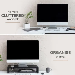 Anji Mountain Mango Wood Monitor Stand, Up to 32" Monitor, Black (MS-FNG-BLK-P)