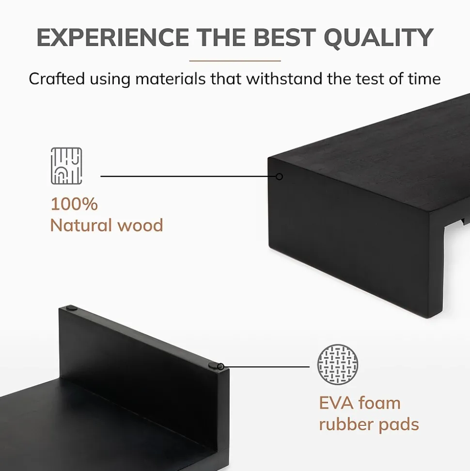 Anji Mountain Mango Wood Monitor Stand, Up to 32" Monitor, Black (MS-FNG-BLK-P)