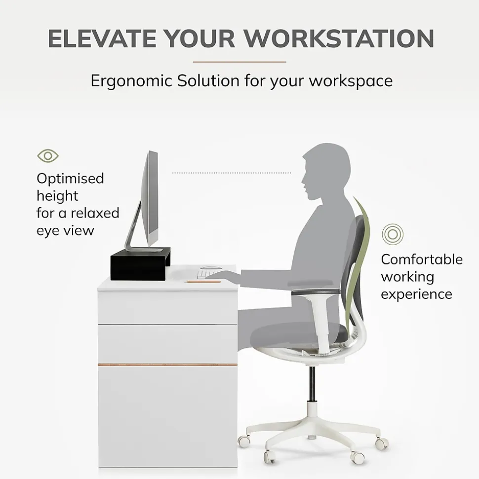 Anji Mountain Mango Wood Monitor Stand, Up to 32" Monitor, Black (MS-FNG-BLK-P)