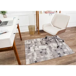 Anji Mountain Rug'd Aarhus Carpet & Hard Floor Chair Mat, 36" x 48'', Gray/White (AMB9007)