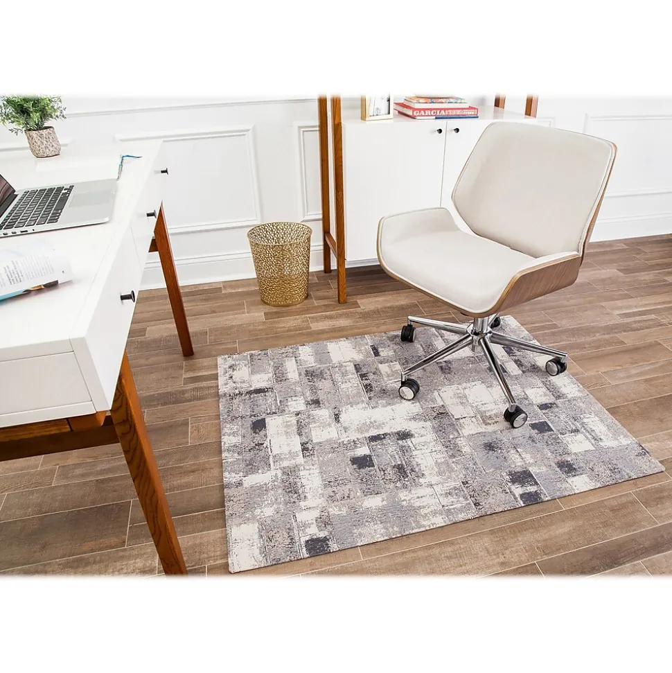 Anji Mountain Rug'd Aarhus Carpet & Hard Floor Chair Mat, 36" x 48'', Gray/White (AMB9007)