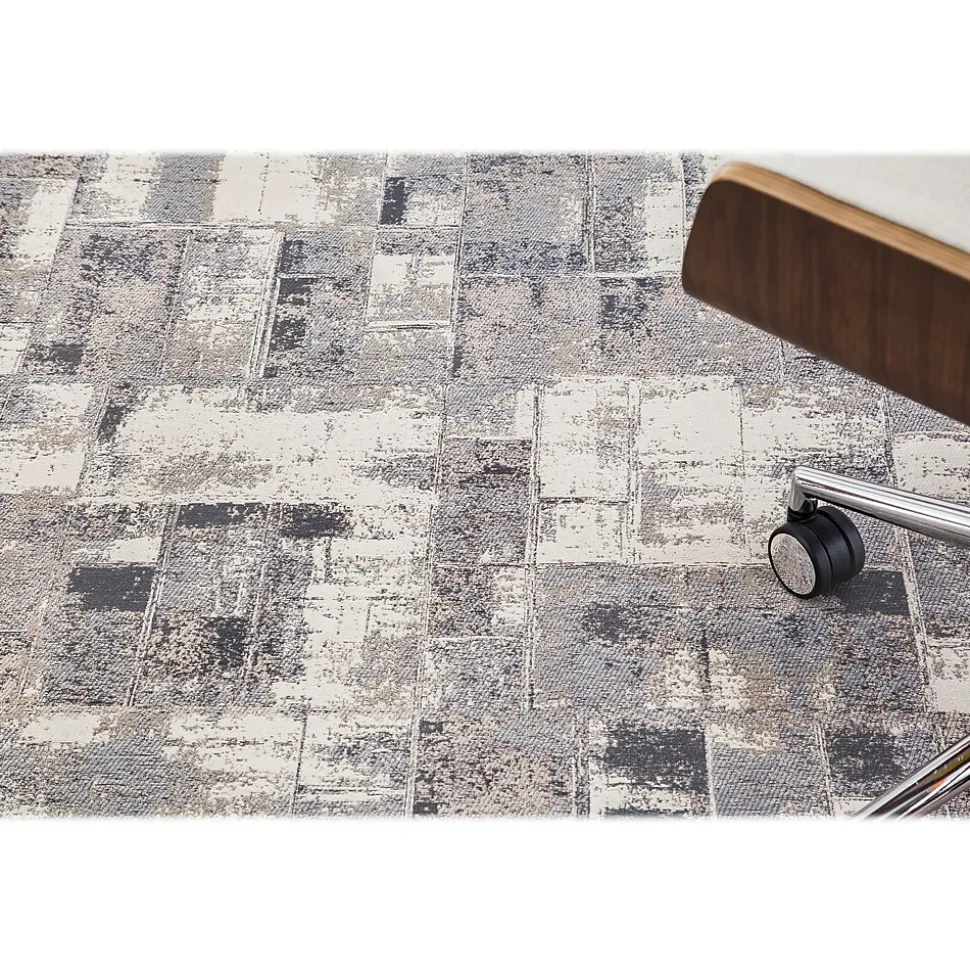 Anji Mountain Rug'd Aarhus Carpet & Hard Floor Chair Mat, 36" x 48'', Gray/White (AMB9007)