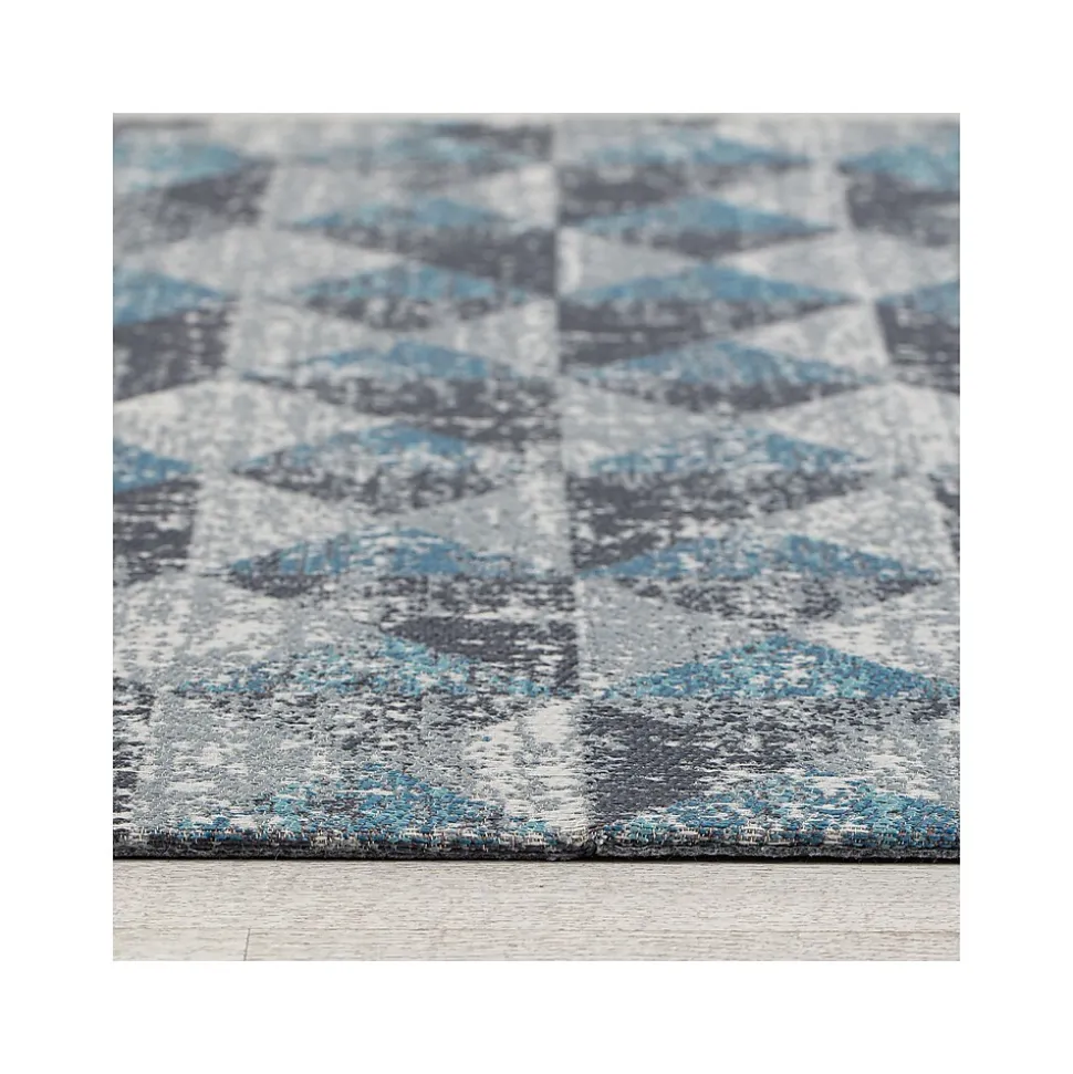 Anji Mountain Rug'd Tromso Carpet & Hard Floor Chair Mat, 36" x 48", Blue/Black/Gray (AMB9035)