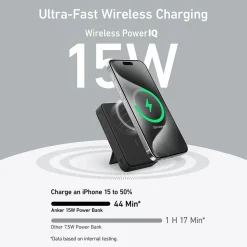 Anker MagGo MagSafe Wireless USB-C Power Bank for iPhone 12 and later, 10,000 mAh, Black (A1654H11-1)