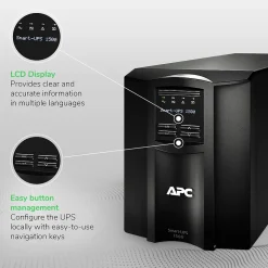 APC Smart-UPS, Line Interactive, 1500VA, Tower, 120V, 8x NEMA 5-15R outlets, SmartConnect Port+SmartSlot, AVR, LCD (SMT1500C)