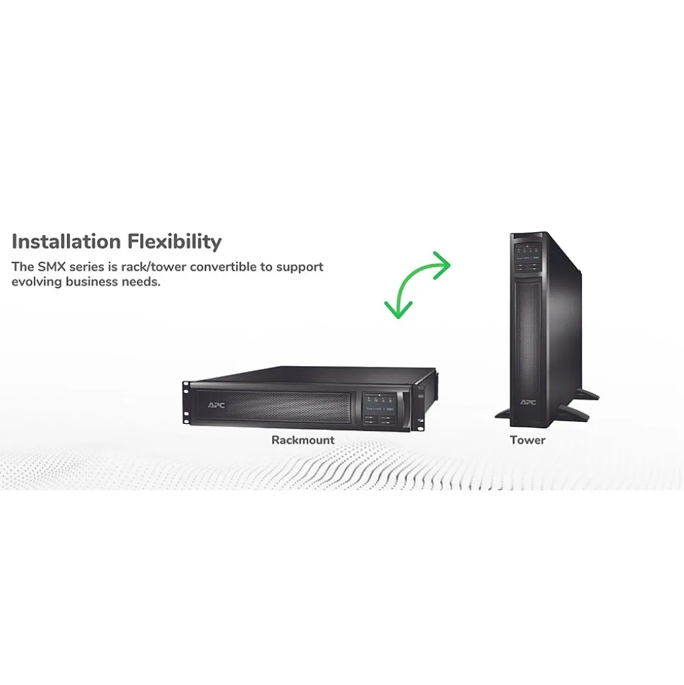 APC Smart-UPS X 3000 Rack/Tower LCDVA UPS, 7 Outlets, Black (SMX3000RMLV2UNC)