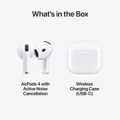 Apple AirPods Noise-Canceling Earbuds with USB-C Charging Case, 4th Generation, Bluetooth, White (MXP93LL/A)