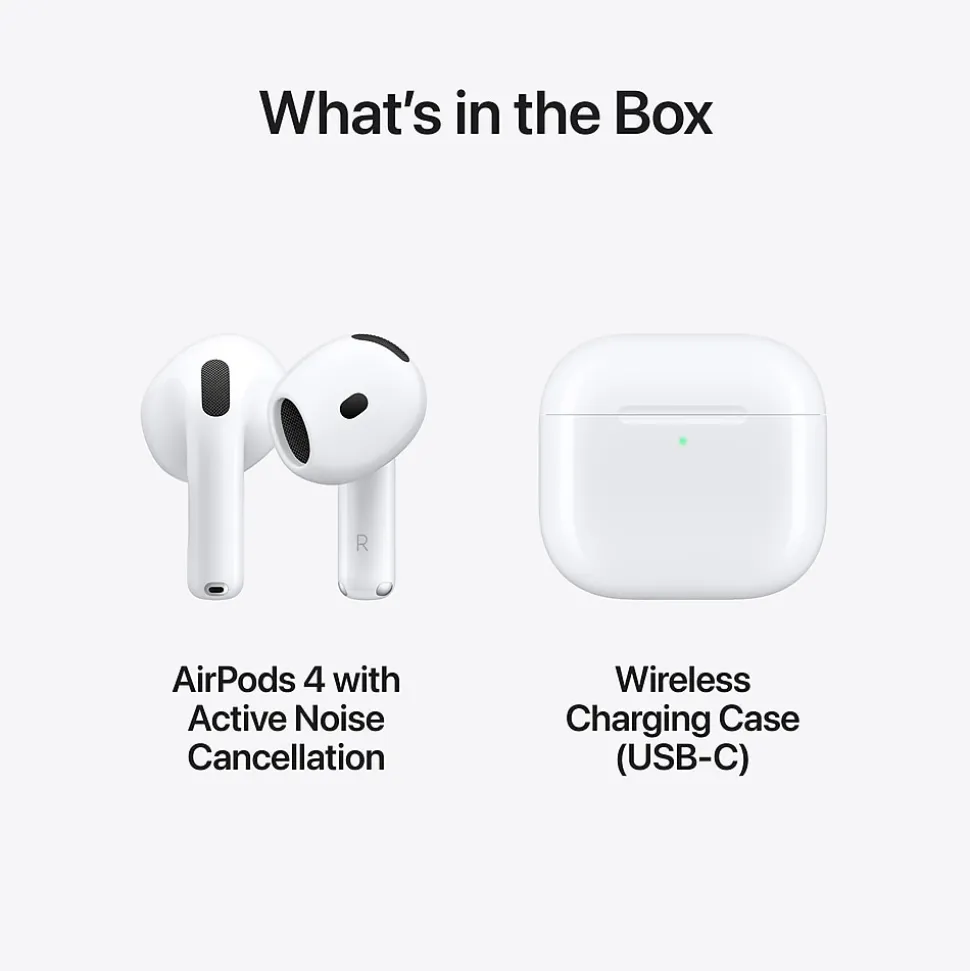 Apple AirPods Noise-Canceling Earbuds with USB-C Charging Case, 4th Generation, Bluetooth, White (MXP93LL/A)