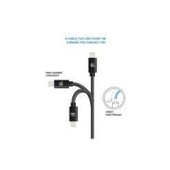 Apple Certified Durable Lightning Cable for iPhone/iPad, 10-ft, Black (LGHTMFI10FT-BLK)