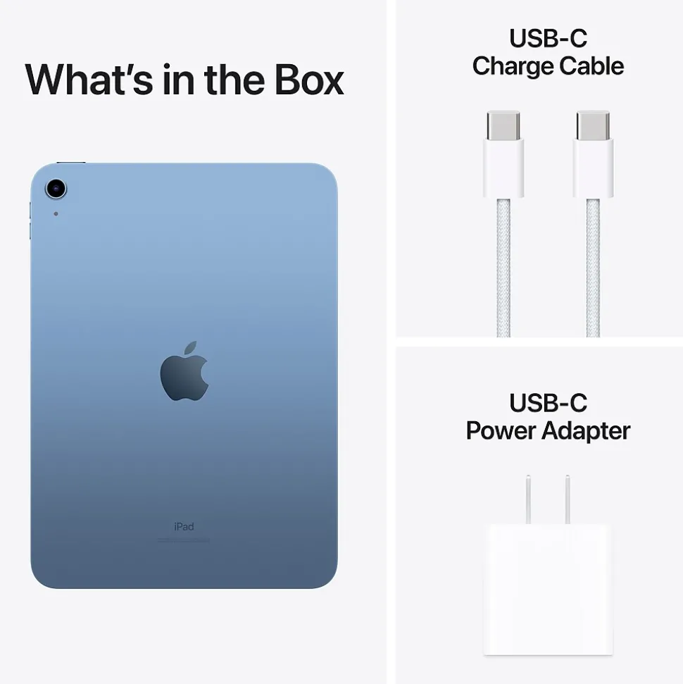 Apple iPad 10.9" Tablet, 256GB, WiFi + Cellular, 10th Generation, Blue (MQ6U3LL/A)