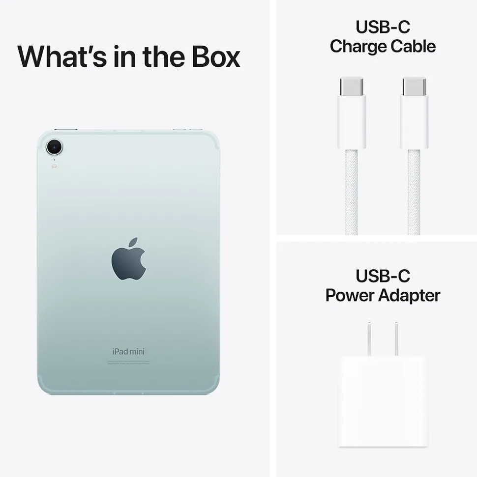 Apple iPad mini (A17 Pro) 8.3" Tablet, Wi-Fi + Cellular, 256GB, Blue (MXPW3LL/A)