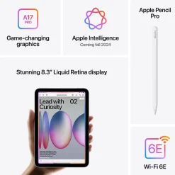 Apple iPad mini (A17 Pro) 8.3" Tablet, Wi-Fi + Cellular, 512GB, Starlight (MYHE3LL/A)