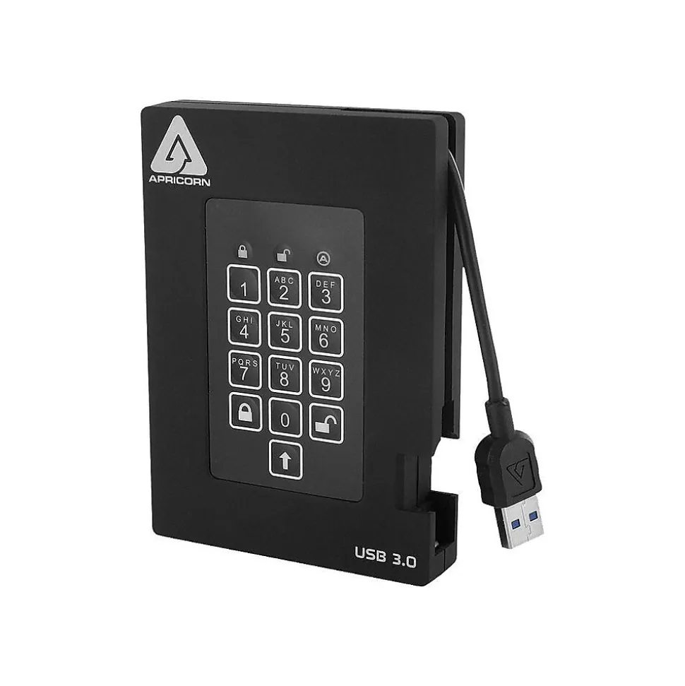 Apricorn Aegis Fortress 2TB USB 3.0 External Hard Drive, Black (A25-3PL256-2000F)