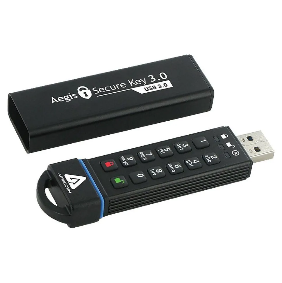 Apricorn Aegis Secure Key 480GB USB 3.0 Type A Flash Drive, Black (ASK3-480GB)