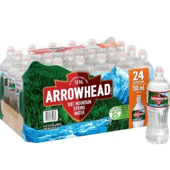 Arrowhead 100% Mountain Spring Water, Regular Flavor, 700ml Bottles with Sport Cap, 24/Carton (12086824)