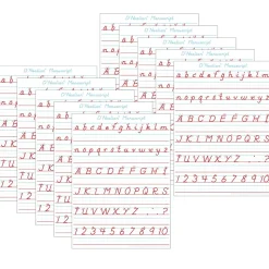 Ashley Productions® Smart Poly® PosterMat Pals® Space Savers D'Nealian Manuscript, 13" x 9.5", Pack of 10 (ASH97009)