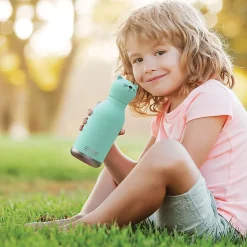 ASOBU Bestie Bottle Kitty Vacuum Insulated Stainless Steel Water Bottle with Reusable Flexi Straw, 16 oz., Blue (SBV44CA)