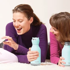 ASOBU Bestie Bottle Kitty Vacuum Insulated Stainless Steel Water Bottle with Reusable Flexi Straw, 16 oz., Blue (SBV44CA)