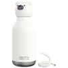 ASOBU Bestie Bottle Teddy Bear Vacuum Insulated Stainless Steel Water Bottle with Reusable Flexi Straw, 16 oz., White (SBV44BE)