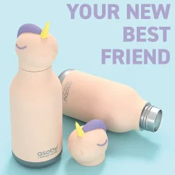 ASOBU Bestie Bottle Unicorn Stainless Steel Vacuum Insulated Water Bottle, 16 oz., Pink (ADNASBV44UN)