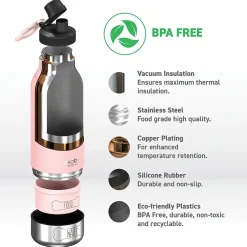 ASOBU Buddy 3-in-1 Water Bottle with Removable Dog Bowl & Food Compartment, 32 oz., Pink (SDB2)