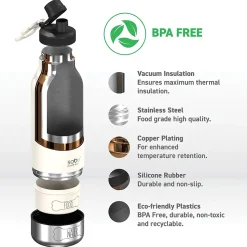 ASOBU Buddy 3-in-1 Water Bottle with Removable Dog Bowl & Food Compartment, 32 oz., White (SDB2)