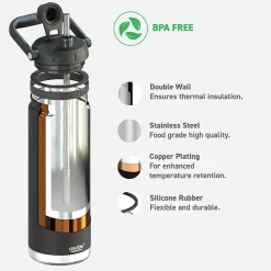 ASOBU Canyon Stainless Steel Vacuum Insulated Water Bottle, 50 oz., Black (ADNATMF7BK)