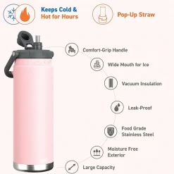 ASOBU Canyon Stainless Steel Vacuum Insulated Water Bottle, 50 oz., Pink (ADNATMF7P)
