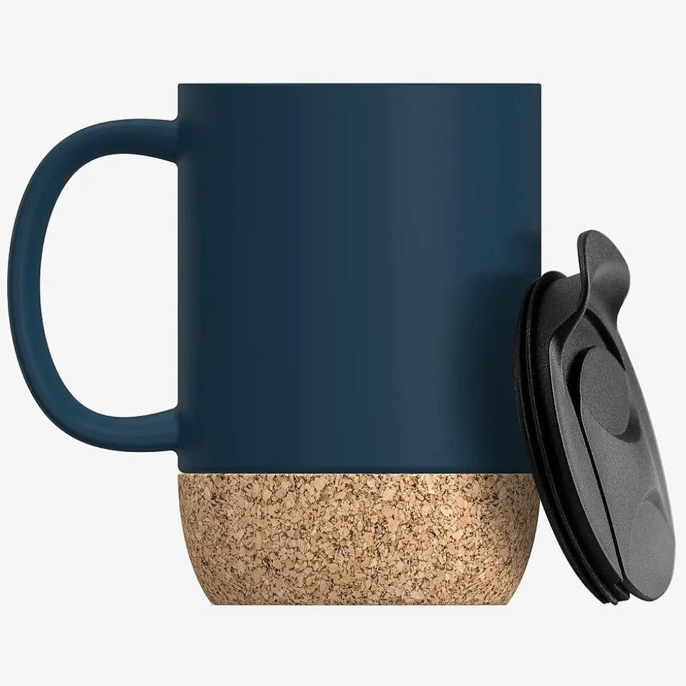 ASOBU Ceramic Travel Mug with Cork Base, 12 oz., Blue (SM50B)