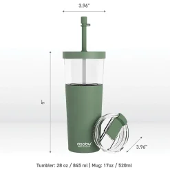 ASOBU Marina See-Through Triton Tumbler with Flexible Straw, 28 oz., Green (ICT400)