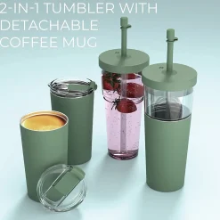 ASOBU Marina See-Through Triton Tumbler with Flexible Straw, 28 oz., Green (ICT400)