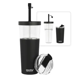 ASOBU Marina See-Through Triton Tumbler with Flexible Straw, 28 oz., Black (ICT400)