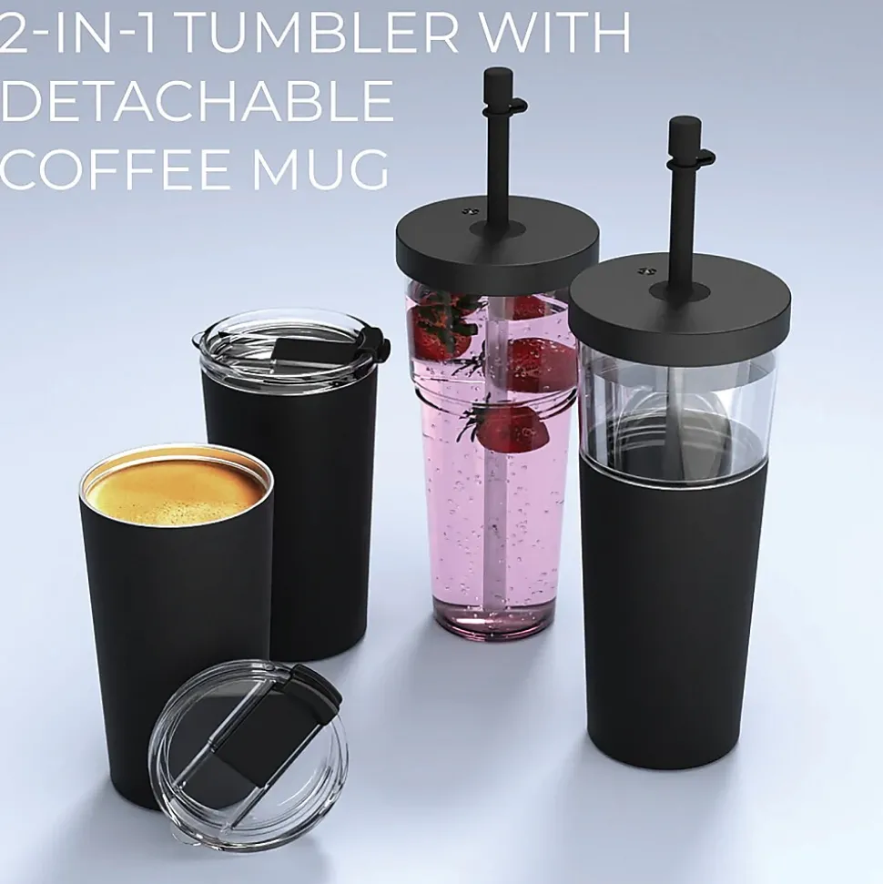 ASOBU Marina See-Through Triton Tumbler with Flexible Straw, 28 oz., Black (ICT400)