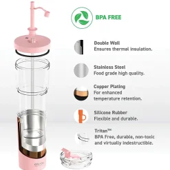 ASOBU Marina See-Through Triton Tumbler with Flexible Straw, 28 oz., Pink (ICT400)