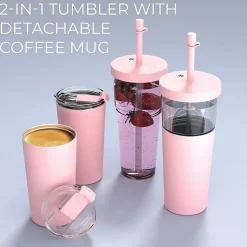 ASOBU Marina See-Through Triton Tumbler with Flexible Straw, 28 oz., Pink (ICT400)