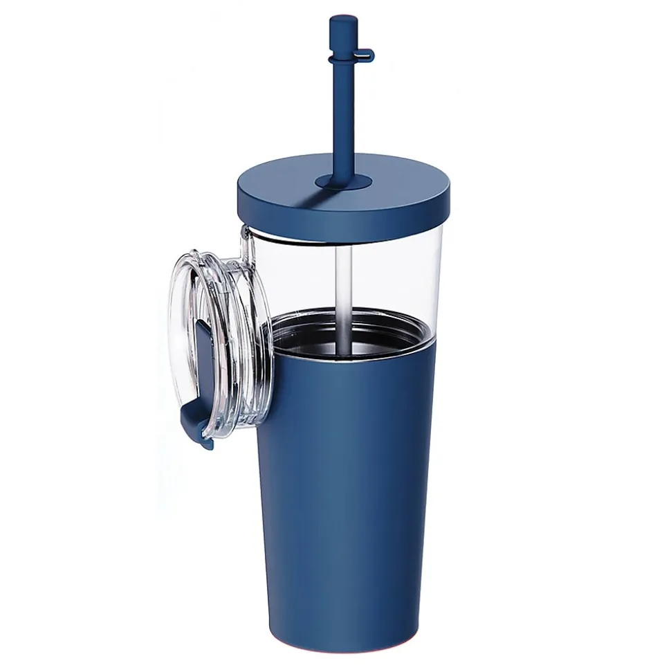 ASOBU Marina See-Through Triton Tumbler with Flexible Straw, 28 oz., Blue (ICT400)