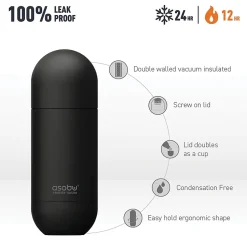 ASOBU Orb Stainless Steel Vacuum Insulated Water Bottle, 14 oz., Silver (ADNASBV30SIL)