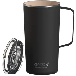 ASOBU Stainless Steel Double Wall Insulated Travel Mug, 20 oz., Black (ADNANASM90BK)