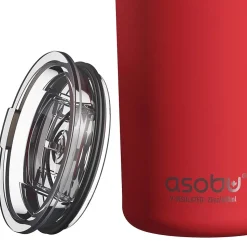 ASOBU Stainless Steel Double Wall Insulated Travel Mug, 20 oz., Red (ADNANASM90R)