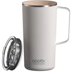 ASOBU Stainless Steel Double Wall Insulated Travel Mug, 20 oz., White (ADNANASM90W)