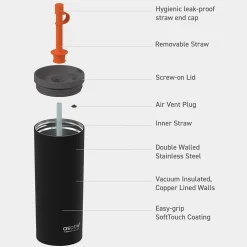 ASOBU Super Sippy Insulated Coffee Tumbler, 20 oz., Black (NA-ICT200)