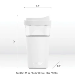 ASOBU Vista Stainless Steel Double Wall Insulated Coffee Mug, 20 oz., White (ADNASM40W)