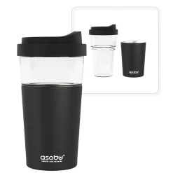 ASOBU Vista Stainless Steel Clear-Insulation Tritan Coffee Mug, 20 oz., Black (SM40)