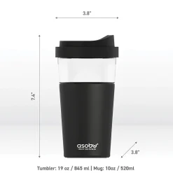 ASOBU Vista Stainless Steel Clear-Insulation Tritan Coffee Mug, 20 oz., Black (SM40)